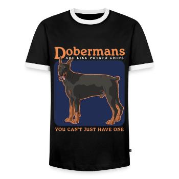 Doberman Dog Dog Propriétaire Cadeau - T-shirt contrasté Homme - noir/blanc - Devant - AI Model Female 172 light (172cm) & AI Model Male 178 light (178cm)