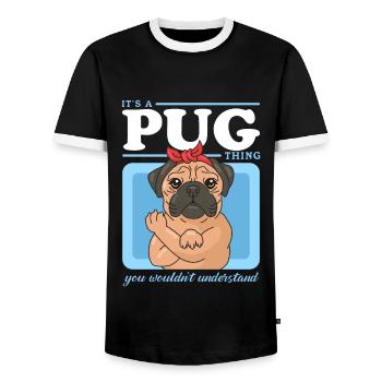 Pug Dogs Dog Owners Dog Owners Gift - Men's Ringer Shirt - black/white - Front - AI Model Female 172 light (172cm) & AI Model Male 178 light (178cm)