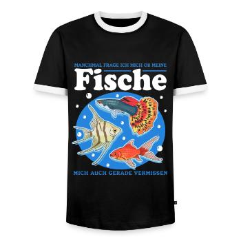 Aquarium Aquarianer Aquaristik Zierfisch Geschenk - Männer Kontrast-T-Shirt - Schwarz/Weiß - Vorne - AI Model Female 172 light (172cm) & AI Model Male 178 light (178cm)