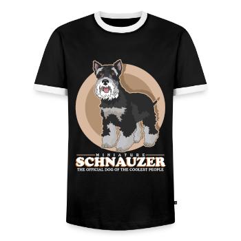 Schnauzer miniature propriétaire Schnauzer chien cadeau - T-shirt contrasté Homme - noir/blanc - Devant - AI Model Female 172 light (172cm) & AI Model Male 178 light (178cm)
