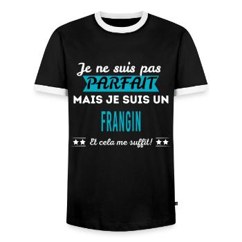 Je ne suis pas parfait FRANGIN - T-shirt contrasté Homme - noir/blanc - Devant - AI Model Female 172 light (172cm) & AI Model Male 178 light (178cm)