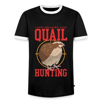 Chasse à la caille Chasse aux cailles Cadeau de chasseur de cailles - T-shirt contrasté Homme - noir/blanc - Devant - AI Model Female 172 light (172cm) & AI Model Male 178 light (178cm)