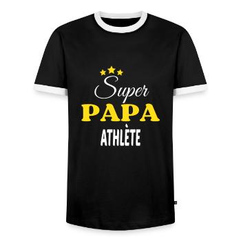Super Papa ATHLÈTE ANNIVERSAIRE - T-shirt contrasté Homme - noir/blanc - Devant - AI Model Female 172 light (172cm) & AI Model Male 178 light (178cm)