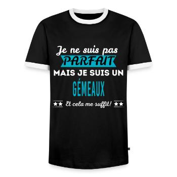 Je ne suis pas parfait GÉMEAUX - T-shirt contrasté Homme - noir/blanc - Devant - AI Model Female 172 light (172cm) & AI Model Male 178 light (178cm)