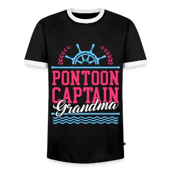 Ponton Capitaine Grand-mère Ponton Ponton Bateau Cadeau - T-shirt contrasté Homme - noir/blanc - Devant - AI Model Female 172 light (172cm) & AI Model Male 178 light (178cm)