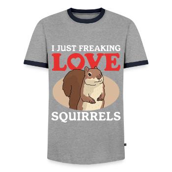 Süßes Eichhörnchen Hörnchen Geschenk - Männer Kontrast-T-Shirt - Grau/Navy  - Vorne - AI Model Female 172 light (172cm) & AI Model Male 178 light (178cm)