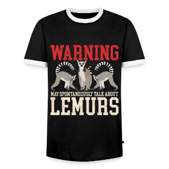 Lemur Ring-tailed lemurs Ringed Tail Lemure Gift - Men's Ringer Shirt - black/white - Front - AI Model Female 172 light (172cm) & AI Model Male 178 light (178cm)