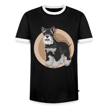 Schnauzer miniature propriétaire Schnauzer chien cadeau - T-shirt contrasté Homme - noir/blanc - Devant - AI Model Female 172 light (172cm) & AI Model Male 178 light (178cm)