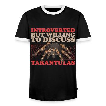 Tarentules Araignée Tarentule Cadeau - T-shirt contrasté Homme - noir/blanc - Devant - AI Model Female 172 light (172cm) & AI Model Male 178 light (178cm)