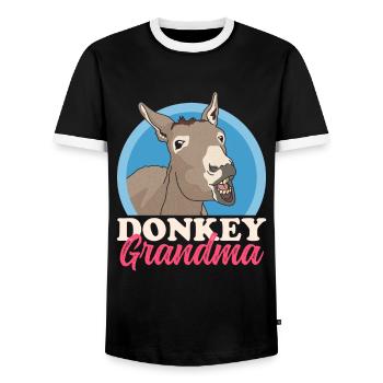 Esel Oma | Eselbesitzerin Eselliebhaber Geschenk - Männer Kontrast-T-Shirt - Schwarz/Weiß - Vorne - AI Model Female 172 light (172cm) & AI Model Male 178 light (178cm)