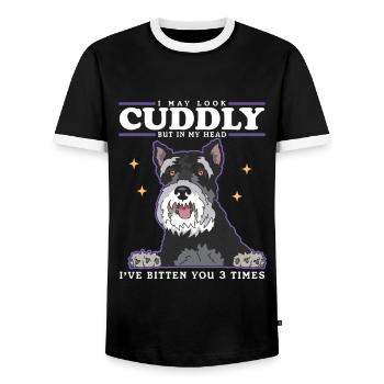 Schnauzer miniature propriétaire Schnauzer chiens cadeau - T-shirt contrasté Homme - noir/blanc - Devant - AI Model Female 172 light (172cm) & AI Model Male 178 light (178cm)
