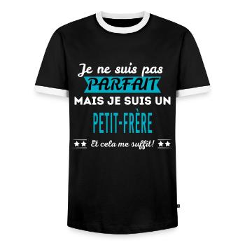 Je ne suis pas parfait PETIT-FRÈRE - T-shirt contrasté Homme - noir/blanc - Devant - AI Model Female 172 light (172cm) & AI Model Male 178 light (178cm)