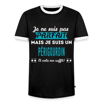 Je ne suis pas parfait PÉRIGOURDIN - T-shirt contrasté Homme - noir/blanc - Devant - AI Model Female 172 light (172cm) & AI Model Male 178 light (178cm)