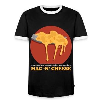 Macaroni and cheese | Mac and Cheese Gift - Men's Ringer Shirt - black/white - Front - AI Model Female 172 light (172cm) & AI Model Male 178 light (178cm)