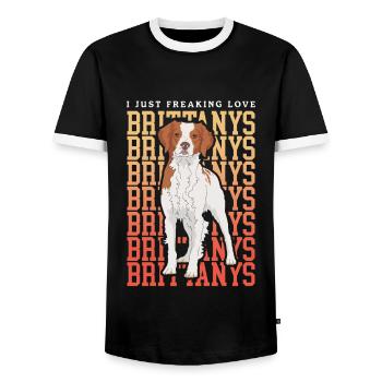 Bretagne Chien d’Arrêt Épagneul Breton Cadeau - T-shirt contrasté Homme - noir/blanc - Devant - AI Model Female 172 light (172cm) & AI Model Male 178 light (178cm)
