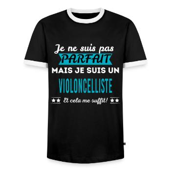 Je ne suis pas parfait VIOLONCELLISTE - T-shirt contrasté Homme - noir/blanc - Devant - AI Model Female 172 light (172cm) & AI Model Male 178 light (178cm)