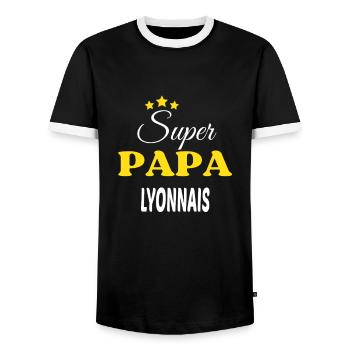 Super Papa LYONNAIS ANNIVERSAIRE - T-shirt contrasté Homme - noir/blanc - Devant - AI Model Female 172 light (172cm) & AI Model Male 178 light (178cm)