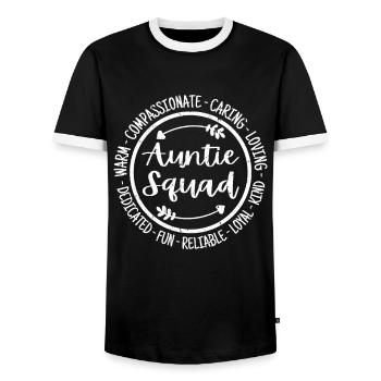 Auntie Squad Life Best Aunty Crew Ever Funny - Men's Ringer Shirt - black/white - Front - AI Model Female 172 light (172cm) & AI Model Male 178 light (178cm)