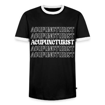 Akupunkteur TCM Traditionelle Chinesische Medizin - Männer Kontrast-T-Shirt - Schwarz/Weiß - Vorne - AI Model Female 172 light (172cm) & AI Model Male 178 light (178cm)