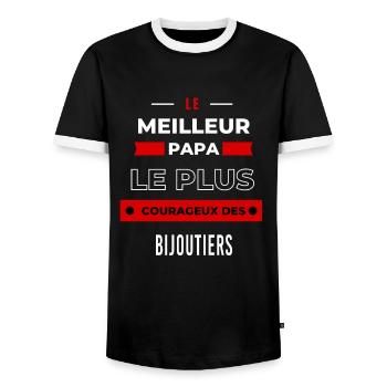 Le meilleur papa, le plus courageux des Bijoutiers - T-shirt contrasté Homme - noir/blanc - Devant - AI Model Female 172 light (172cm) & AI Model Male 178 light (178cm)