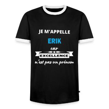 Je m'appelle excellence Erik - T-shirt contrasté Homme - noir/blanc - Devant - AI Model Female 172 light (172cm) & AI Model Male 178 light (178cm)