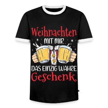 Weihnachten Weihnachtsmann Bier Geschenk - Männer Kontrast-T-Shirt - Schwarz/Weiß - Vorne - AI Model Female 172 light (172cm) & AI Model Male 178 light (178cm)