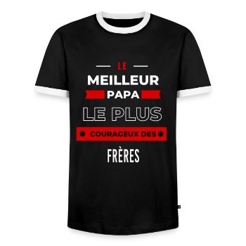 Le meilleur papa, le plus courageux des Frères - T-shirt contrasté Homme - noir/blanc - Devant - AI Model Female 172 light (172cm) & AI Model Male 178 light (178cm)