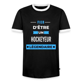 Fier d'être un légendaire HOCKEYEUR HUMOUR - T-shirt contrasté Homme - noir/blanc - Devant - AI Model Female 172 light (172cm) & AI Model Male 178 light (178cm)