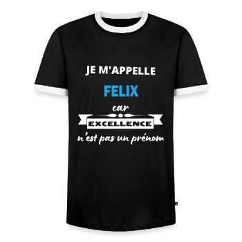Je m'appelle excellence Felix - T-shirt contrasté Homme - noir/blanc - Devant - AI Model Female 172 light (172cm) & AI Model Male 178 light (178cm)