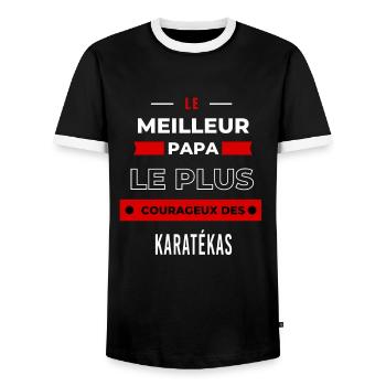 Le meilleur papa, le plus courageux des Karatékas - T-shirt contrasté Homme - noir/blanc - Devant - AI Model Female 172 light (172cm) & AI Model Male 178 light (178cm)