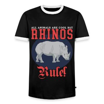 Nashorn lustig Rhinozeros Nashörner Geschenk - Männer Kontrast-T-Shirt - Schwarz/Weiß - Vorne - AI Model Female 172 light (172cm) & AI Model Male 178 light (178cm)