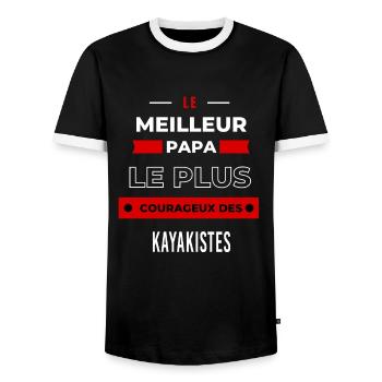 Le meilleur papa, le plus courageux des Kayakistes - T-shirt contrasté Homme - noir/blanc - Devant - AI Model Female 172 light (172cm) & AI Model Male 178 light (178cm)