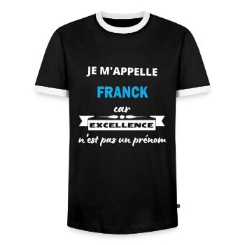 Je m'appelle excellence Franck - T-shirt contrasté Homme - noir/blanc - Devant - AI Model Female 172 light (172cm) & AI Model Male 178 light (178cm)