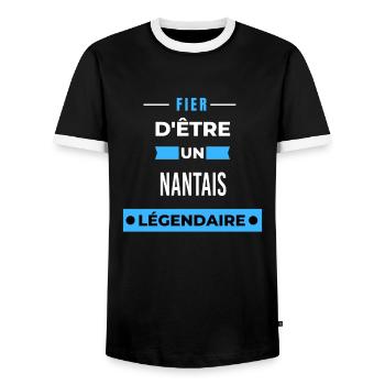 Fier d'être un légendaire NANTAIS HUMOUR - T-shirt contrasté Homme - noir/blanc - Devant - AI Model Female 172 light (172cm) & AI Model Male 178 light (178cm)