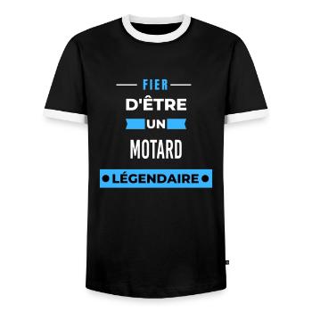 Fier d'être un légendaire MOTARD HUMOUR - T-shirt contrasté Homme - noir/blanc - Devant - AI Model Female 172 light (172cm) & AI Model Male 178 light (178cm)