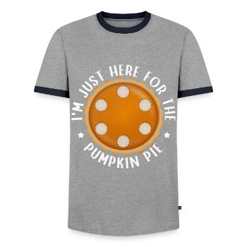 Pumpkin Pie Pumpkin Pie Gift - Men's Ringer Shirt - grey/navy  - Front - AI Model Female 172 light (172cm) & AI Model Male 178 light (178cm)