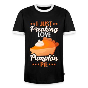 Pumpkin Pie American Pumpkin Pie Gift - Men's Ringer Shirt - black/white - Front - AI Model Female 172 light (172cm) & AI Model Male 178 light (178cm)