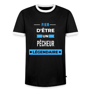 Fier d'être un légendaire PÊCHEUR HUMOUR - T-shirt contrasté Homme - noir/blanc - Devant - AI Model Female 172 light (172cm) & AI Model Male 178 light (178cm)