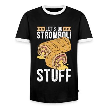 Stromboli Pizza Calzone Strombolis Geschenk - Männer Kontrast-T-Shirt - Schwarz/Weiß - Vorne - AI Model Female 172 light (172cm) & AI Model Male 178 light (178cm)