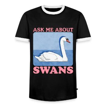 Schwan Schwäne Schwanenliebhaber Geschenk - Männer Kontrast-T-Shirt - Schwarz/Weiß - Vorne - AI Model Female 172 light (172cm) & AI Model Male 178 light (178cm)