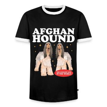 Afghan Hound Dog Owner Gift - Men's Ringer Shirt - black/white - Front - AI Model Female 172 light (172cm) & AI Model Male 178 light (178cm)