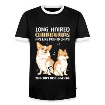 Chihuahua à poil long chien propriétaire cadeau - T-shirt contrasté Homme - noir/blanc - Devant - AI Model Female 172 light (172cm) & AI Model Male 178 light (178cm)