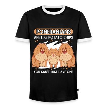 Pomeranian Pomeranian Dog Dog Owner Gift - Men's Ringer Shirt - black/white - Front - AI Model Female 172 light (172cm) & AI Model Male 178 light (178cm)