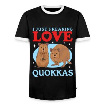 Quokkas Kurzschwanzkänguru Quokka Geschenk - Männer Kontrast-T-Shirt - Schwarz/Weiß - Vorne - AI Model Female 172 light (172cm) & AI Model Male 178 light (178cm)