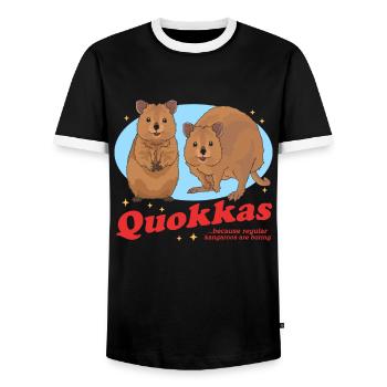 Quokkas Shorttail Kangaroo Cute Quokka Gift - Men's Ringer Shirt - black/white - Front - AI Model Female 172 light (172cm) & AI Model Male 178 light (178cm)