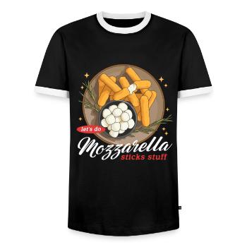 Mozzarella Sticks Cheese Lover Gift - Men's Ringer Shirt - black/white - Front - AI Model Female 172 light (172cm) & AI Model Male 178 light (178cm)