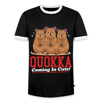 Quokka Short-tailed Kangaroo Kangaroos Gift - Men's Ringer Shirt - black/white - Front - AI Model Female 172 light (172cm) & AI Model Male 178 light (178cm)