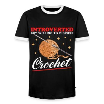 Crochet Crochet Crochet Crochet Gift - Men's Ringer Shirt - black/white - Front - AI Model Female 172 light (172cm) & AI Model Male 178 light (178cm)