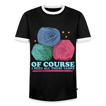 Crochet Crochet | Crochet Crochet Gift - Men's Ringer Shirt - black/white - Front - AI Model Female 172 light (172cm) & AI Model Male 178 light (178cm)