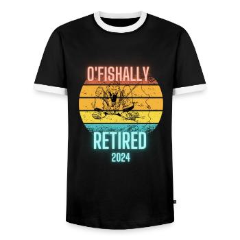 Ofishially wiederholt 2024 Retirenebt Fisherman Fish - Männer Kontrast-T-Shirt - Schwarz/Weiß - Vorne - AI Model Female 172 light (172cm) & AI Model Male 178 light (178cm)